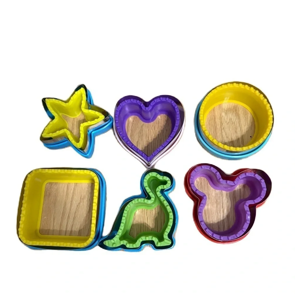 Sandwich Colorful Shape Cutter Set for Kids Metal Sealer Heart Dinosaur Mickey